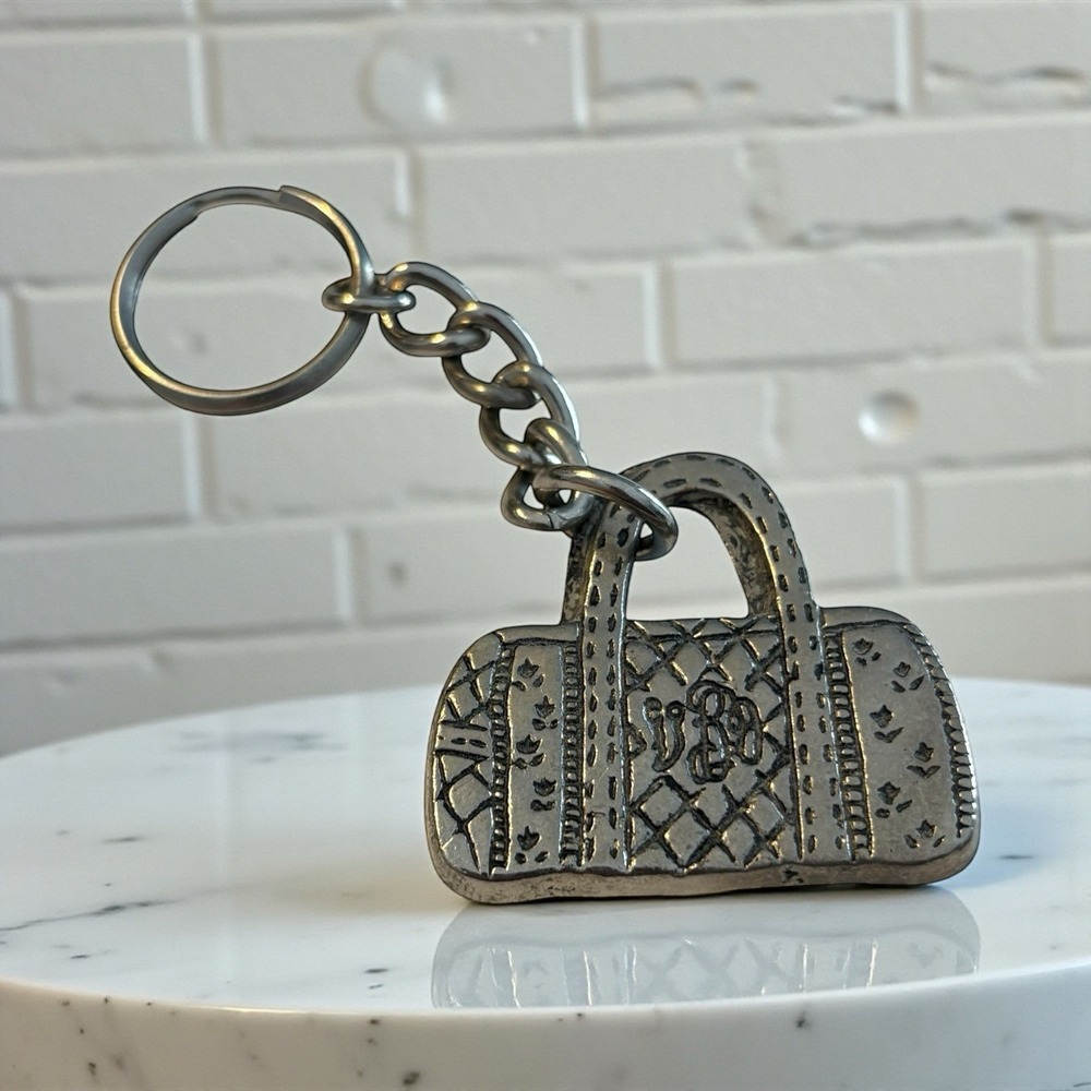 Vera Bradley Keychain Purse Handbag Original Classic Bag Charm Silver Tone Metal
